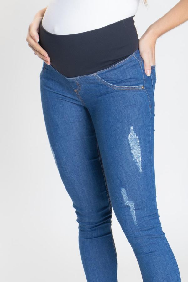 Jeans mom, faixa sem costuras, para grávida-Roupa grávida